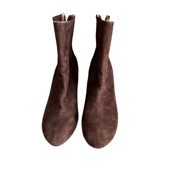 Adrienne Vittadini Suede Wedge Ankle Boots Chocolate Brown 7 - Picture 3 of 6